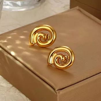 Модные спиральные серьги из нержавеющей стали в стиле «Темперамент», ретро-мода, простые серьги High Sense 18K