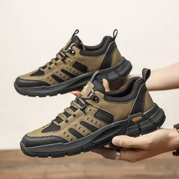 Модные спортивные кроссовки из натуральной кожи для мужчин, походная обувь для кемпинга, мужская повседневная обувь для путешествий, на шнуровке, для ходьбы, скалолазания, мужская обувь 38 чёрный