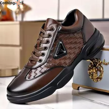 Модные спортивные повседневные мужские туфли универсальные дышащие толстые нескользящие износостойкие кожаные туфли 39