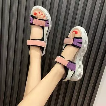 Модные спортивные сандалии женские летние новые повседневные женские сандалии на плоской подошве с полым дном для студентов с мягкой подошвой сандалии-рыбки Mujer892 35 небесно-голубой