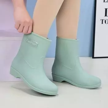 Модные средние нескользящие водонепроницаемые ботинки Rain Boots 36
