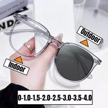 Модные стильные фотохромные солнцезащитные очки с изменением цвета для мужчин и женщин, большие готовые очки для близорукости, модные большие компьютерные очки 0