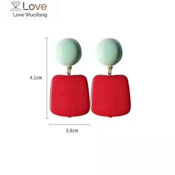Модные стильные геометрические круглые зеленые красные квадратные серьги-клипсы из смоляного камня без пирсинга для женщин Lady Brincos