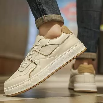 Модные стильные мягкие кожаные вулканизированные туфли с низким верхом, мужская повседневная обувь, универсальные нескользящие кроссовки для отдыха, прогулки, мужская обувь для скейтбординга 38 белый