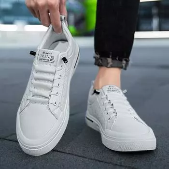 Модные стильные мужские удобные прогулочные туфли из кожи, классические туфли для скейтбординга, мужские 2024, новые простые повседневные туфли для мужчин, кроссовки на шнуровке для мужчин 38