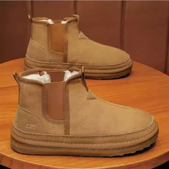 Модные стильные мужские зимние ботинки Зимние бархатные и утепленные теплые ботинки для мужчин Модная универсальная обувь Ботинки для мужчин Хлопковая обувь 39 серый