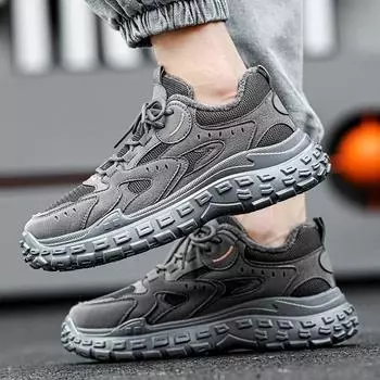 Модные, стильные, мужские зимние повседневные туфли с шинами, модная универсальная обувь, теплые ботильоны, мужские бархатные утолщенные повседневные кроссовки 39 серый