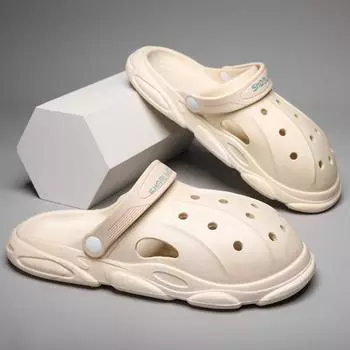 Модные, стильные, парные тапочки, мужские, нескользящие, для дома, легкие, пляжные тапочки, мужская, уличная, водонепроницаемая, популярная, садовая обувь 36-37 бежевый