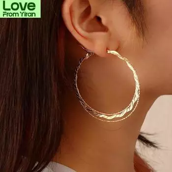 Модные стильные серьги-кольца, винтажные, преувеличенные, геометрические, металлические, простые, круглые, золотые серьги-кольца, ювелирные изделия для женщин и девочек