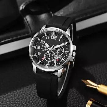 Модные стили мужские часы кварцевые наручные часы деловые поясные часы для мужчин светящиеся водонепроницаемые мужские часы чёрный