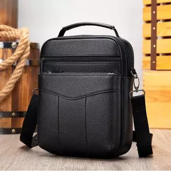 Модные сумки через плечо для мужчин, дизайнерская сумка через плечо из натуральной кожи, черная сумка-мессенджер с клапаном, мужская сумка чёрный