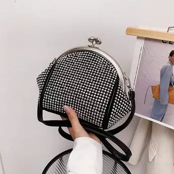 Модные сумки через плечо для вечеринок в стиле панк для женщин, вечерний клатч с заклепками, женская черная маленькая сумка через плечо с цепочками, Sac A Main 19X10X20cm чёрный