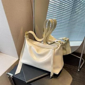 Модные сумки через плечо для женщин, роскошная дизайнерская сумка, большая вместимость, мягкая повседневная сумка-тоут с широким ремешком, сумка-хобо 29x18x13cm бежевый