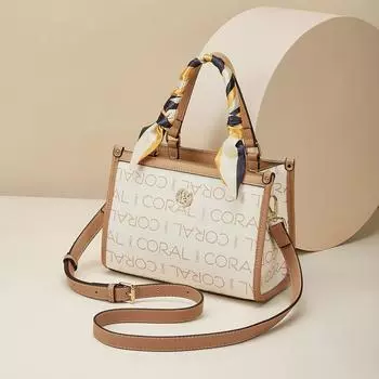 Модные сумки через плечо из ПВХ для женщин в стиле ретро с бежевым принтом, сумки через плечо, подходящие друг другу, сумки-тоут большой вместимости, женские сумки