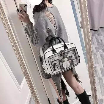 Модные сумки через плечо, новые ручные сумки на молнии, большая вместимость, симпатичная мультяшная корейская сумка для отдыха, маленькая квадратная сумка для студентов, сумки через плечо