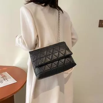 Модные сумки через плечо с вышивкой в клетку, повседневные сумки на цепочке для женщин, повседневное использование 28x21x7cm