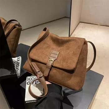 Модные сумки для женщин, замшевые сумки из мягкой искусственной кожи, дизайнерская роскошная сумка через плечо, женская сумка через плечо 30x9x21cm чёрный