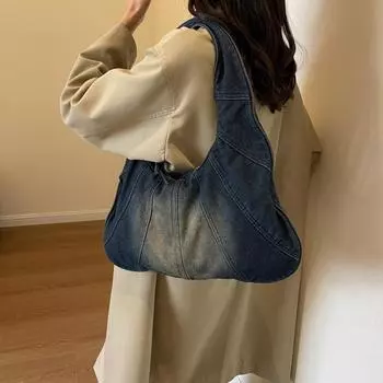 Модные сумки из денима в стиле пэчворк с градиентом для женщин, новые модные персонализированные сумки под мышкой, женские сумки через плечо для поездок на работу (30cm<Max Length<50cm)