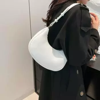 Модные сумки подмышки для женщин с узором личи, сумка-полумесяц, кожаные кошельки и сумки из искусственной кожи, дизайнерская маленькая сумка через плечо 24.5x6.5x17cm чёрный