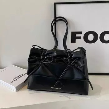 Модные сумки с бантом большой вместимости для женщин, корейские универсальные дорожные сумки для покупок, повседневная сумка через плечо на одно плечо (20cm<Max Length<30cm)