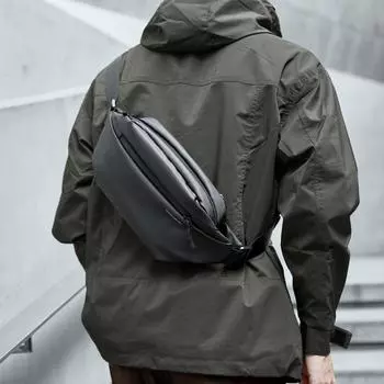Модные сумки-слинги для мужчин, водонепроницаемая сумка через плечо, подходящая для iPad 7,9 дюйма, с металлическими молниями, для путешествий и спорта чёрный