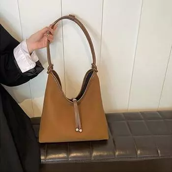 Модные сумки-тоут большой вместимости для женщин, винтажные однотонные студенческие сумки на одно плечо, универсальные дорожные сумки через плечо (30cm<Max Length<50cm)