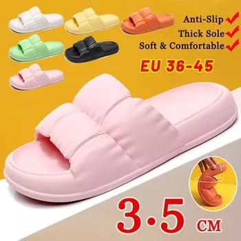 Модные супер мягкие домашние пластиковые тапочки унисекс, однотонные быстросохнущие тапочки для душа с толстой подошвой, цельные нескользящие тапочки из ЭВА 44-45 чёрный