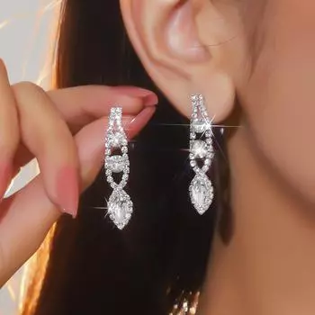 Модные супер яркие серьги со стразами темперамент роскошные блестящие инкрустированные серьги со стразами женские серьги 1 пара