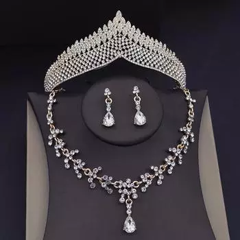 Модные свадебные комплекты ювелирных изделий для женщин, диадемы, колье, ожерелья, свадебные короны, ювелирные изделия для выпускного вечера, аксессуары для костюмов