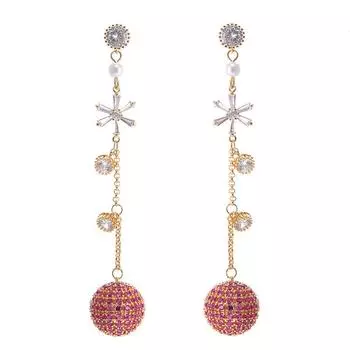 Модные свадебные украшения, эффектные рождественские шары, серьги для женщин, креативные рождественские подарки, серьги-капли с кубическим цирконием жёлтый