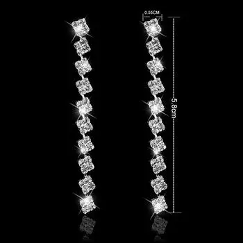 Модные свадебные украшения с бриллиантами, элегантные квадратные серьги с бриллиантами, серьги, серьги. серебряный