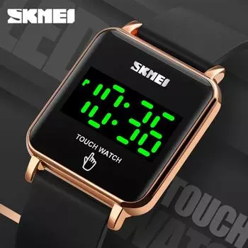 Модные светящиеся светодиодные часы для пары, тонкие квадратные, для студенток, с магнитной застежкой, с сенсорным экраном, электронные часы