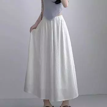 Модные свободные эластичные брюки до щиколотки с высокой талией, женские хлопковые брюки с широкими штанинами, юбки, брюки, уличные S белый