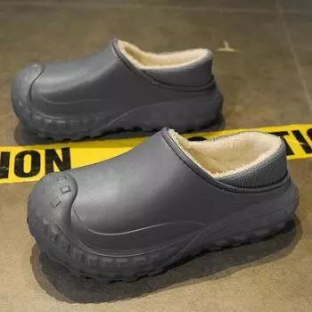 Модные тапочки для мужчин. Обувь для мужчин. Добавьте бархатную пару. Женская домашняя обувь. Водонепроницаемые тапочки. Мягкие и удобные. Теплые. Износостойкие. 36 серый