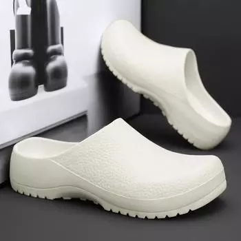 Модные тапочки для мужчин Поварская обувь Гардон Мужская обувь Мужские сандалии Мягкие и удобные Нескользящие Толстая подошва Износостойкие Новые 4243 белый