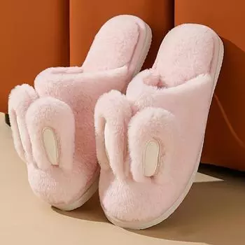 Модные тапочки для женщин, домашние, пушистые, повседневные, теплые, женские, домашние, на плоской подошве, большого размера, с круглым носком, хлопковые тапочки 38-39 розовый