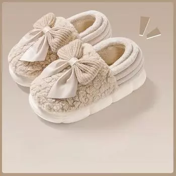 Модные тапочки из хлопка с бабочкой и узлом, осенне-зимние женские домашние новые хлопковые туфли, зимние теплые хлопковые тапочки для дома 36-37 зелёный