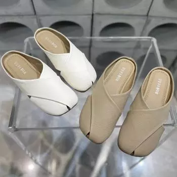 Модные тапочки из натуральной кожи на плоской подошве для женщин, мягкая подошва, удобная и универсальная женская обувь, модные тапочки Pantuflas De Mujer 35 темные хаки