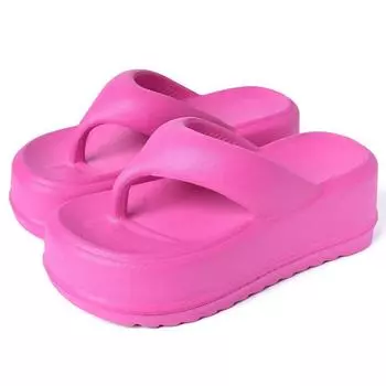 Модные тапочки на платформе Новые летние женские шлепанцы на танкетке Повседневная обувь Сандалии 2024 Модный тренд Прогулочная домашняя обувь Плоские шлепанцы 36-37 чёрный