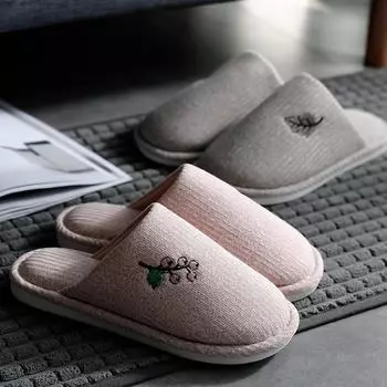 Модные тапочки на толстой подошве, женские милые хлопковые тапочки, однотонные домашние тапочки, нескользящая мужская обувь, туфли на плоской подошве для пар, Zapatillas Hombre 36-37(Fit35-36) розовый