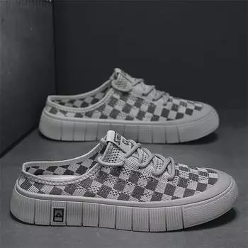 Модные тапочки Повседневные кроссовки Мокасины Ткань Износостойкая Спортивная и досуговая Мягкая и удобная Круглый носок Износостойкая Низкая 39 серый