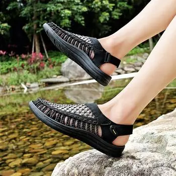 Модные тапочки-тапочки с противоскользящей подошвой, дышащие, мужские повседневные туфли, новые мужские сандалии из сетчатой ткани, горячая распродажа, мужская летняя обувь 38