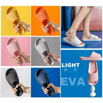 Модные тапочки You-pin, мужские и женские тапочки на платформе, немые мягкие домашние шлепанцы из ЭВА, нескользящие летние пляжные сандалии 43 чёрный