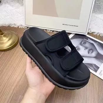 Модные тапочки женские босоножки на платформе босоножки на высоком каблуке летняя женская обувь пляжные шлепанцы сплошные шлепанцы 2024 тапочки женские 35 белый