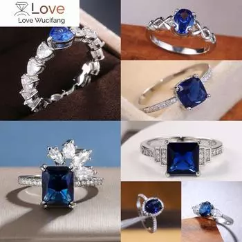 Модные темно-синие кольца с кристаллами и камнями для женщин, свадебные аксессуары, изысканные вечные украшения для пальцев, высокое качество 8