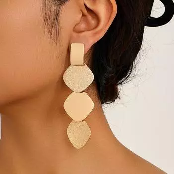 Модные темпераментные металлические геометрические квадратные серьги-кисточки для женщин золотой