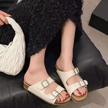 Модные темпераментные односложные тапочки на толстой подошве, увеличивающие рост, для женской летней одежды 2025 года, новые высококачественные суперпопулярные универсальные классные тапочки 35 белый