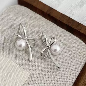 Модные темпераментные простые нерегулярные серьги с жемчугом и пряжкой для ушей женские серьги