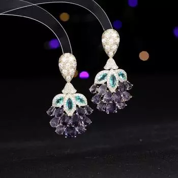 Модные темпераментные серьги свадебное банкетное платье с медной инкрустацией циркония преувеличенная атмосфера тяжелая промышленность серьги обувь розовый