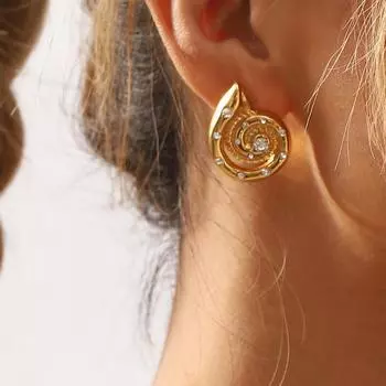Модные темпераментные серьги в стиле ретро для отдыха и отдыха, металлические серьги с ракушками. золотой